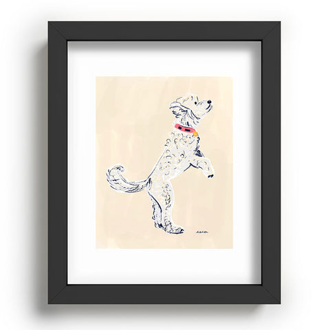 Esca Watercolors White Poodle Recessed Framing Rectangle