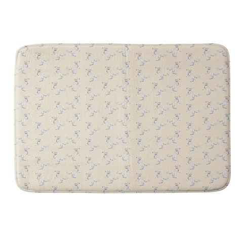 Esca Watercolors White Poodle Memory Foam Bath Mat