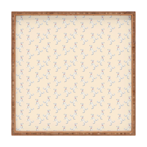 Esca Watercolors White Poodle Square Tray