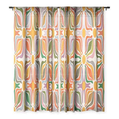 evamatise Abstract Flowers Summer Holiday Sheer Non Repeat
