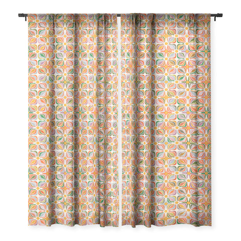 evamatise Abstract Flowers Summer Holiday Sheer Window Curtain