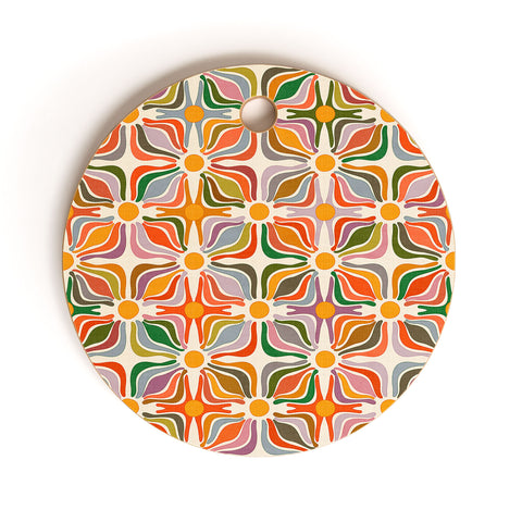 evamatise Abstract Flowers Summer Holiday Cutting Board Round