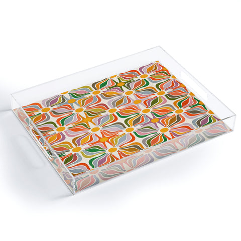 evamatise Abstract Flowers Summer Holiday Acrylic Tray