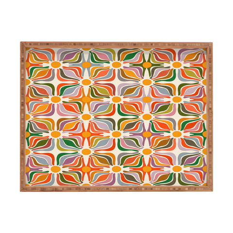 evamatise Abstract Flowers Summer Holiday Rectangular Tray