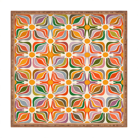 evamatise Abstract Flowers Summer Holiday Square Tray