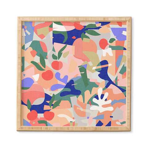 evamatise Abstract Fruits and Leaves Framed Wall Art