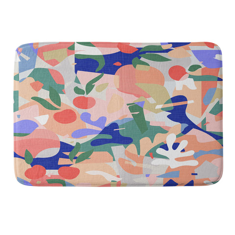 evamatise Abstract Fruits and Leaves Memory Foam Bath Mat