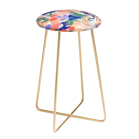 evamatise Abstract Fruits and Leaves Counter Stool