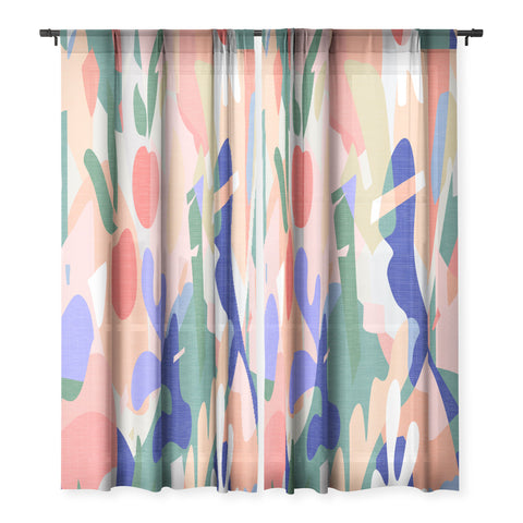 evamatise Abstract Fruits and Leaves Sheer Non Repeat