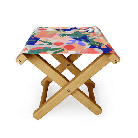 evamatise Abstract Fruits and Leaves Folding Stool