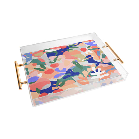 evamatise Abstract Fruits and Leaves Acrylic Tray