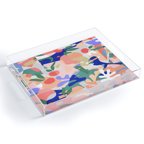 evamatise Abstract Fruits and Leaves Acrylic Tray