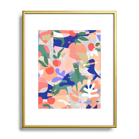 evamatise Abstract Fruits and Leaves Metal Framed Art Print