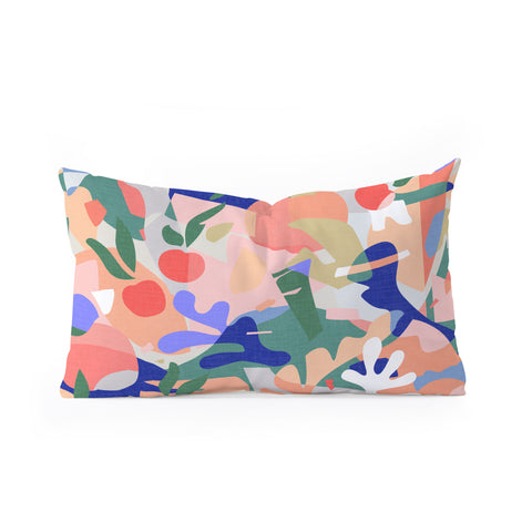 evamatise Abstract Fruits and Leaves Oblong Throw Pillow