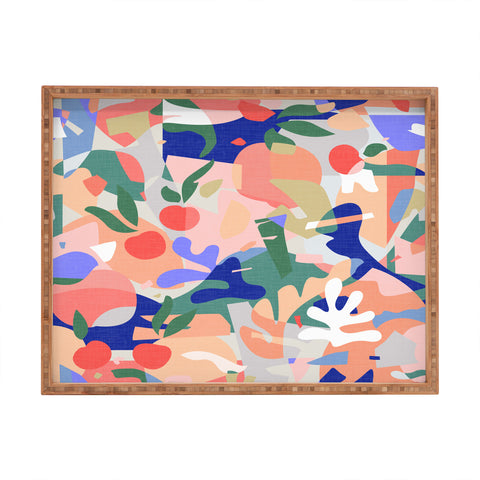 evamatise Abstract Fruits and Leaves Rectangular Tray