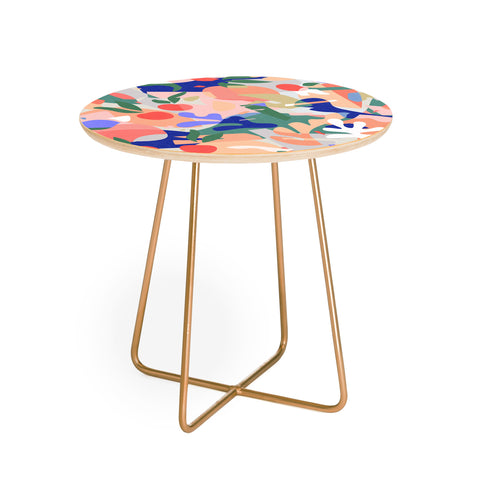 evamatise Abstract Fruits and Leaves Round Side Table