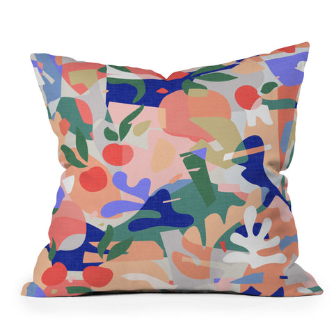 evamatise Abstract Fruits and Leaves Throw Pillow