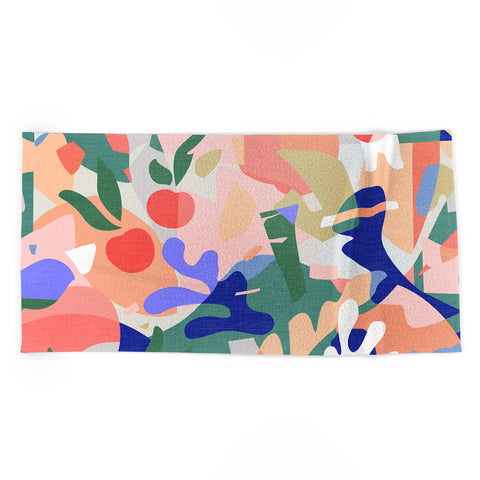evamatise Abstract Fruits and Leaves Beach Towel