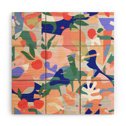 evamatise Abstract Fruits and Leaves Wood Wall Mural