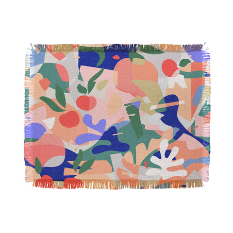 evamatise Abstract Fruits and Leaves Throw Blanket