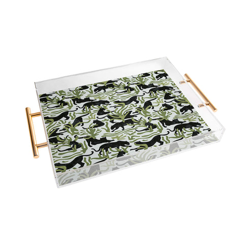 evamatise Abstract Wild Cats and Plants Acrylic Tray