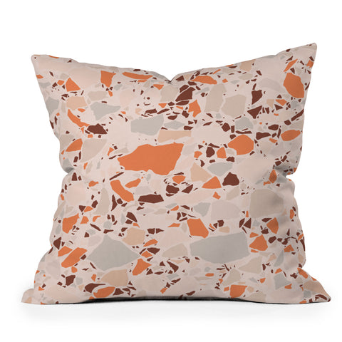 evamatise Autumn Terrazzo Pumpkin Colors and Abstract Shapes Outdoor Throw Pillow
