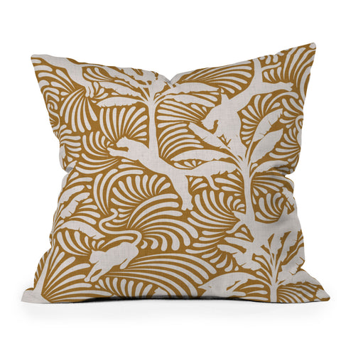 evamatise Big Cats and Palm Trees Jungle Outdoor Throw Pillow