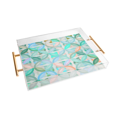 evamatise Geometric Shapes in Vibrant Greens Acrylic Tray