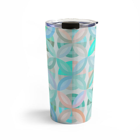 evamatise Geometric Shapes in Vibrant Greens Travel Mug