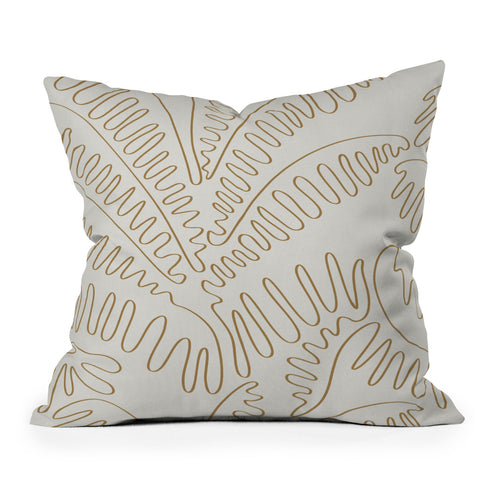 evamatise Golden Tropical Palm Leaves Outdoor Throw Pillow