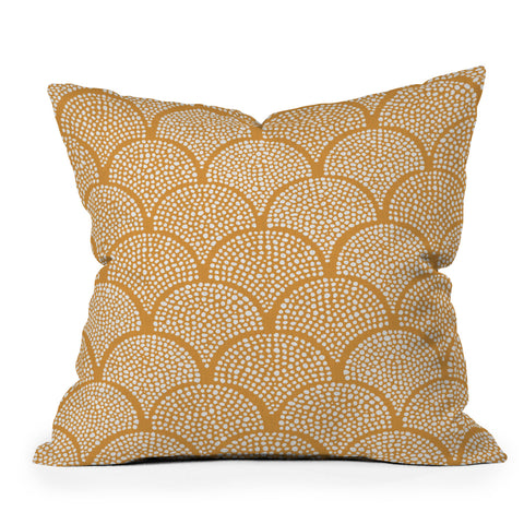 evamatise Japanese Fish Scales Golden Outdoor Throw Pillow