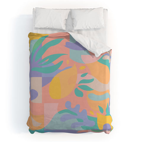 evamatise Lemons in Amalfi Abstract shapes Duvet Cover
