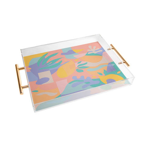 evamatise Lemons in Amalfi Abstract shapes Acrylic Tray