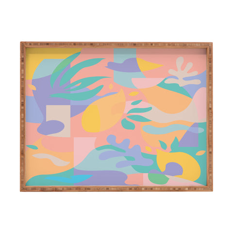 evamatise Lemons in Amalfi Abstract shapes Rectangular Tray