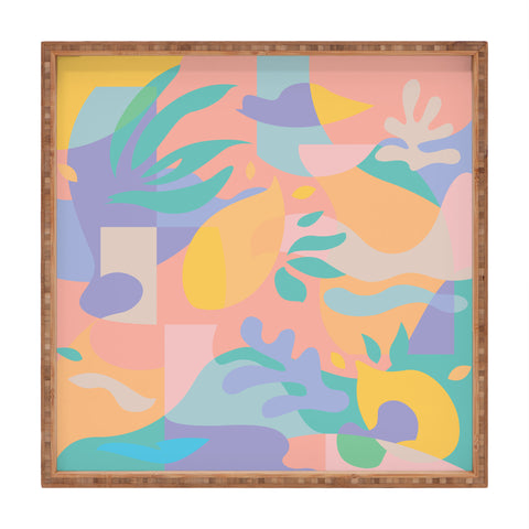 evamatise Lemons in Amalfi Abstract shapes Square Tray