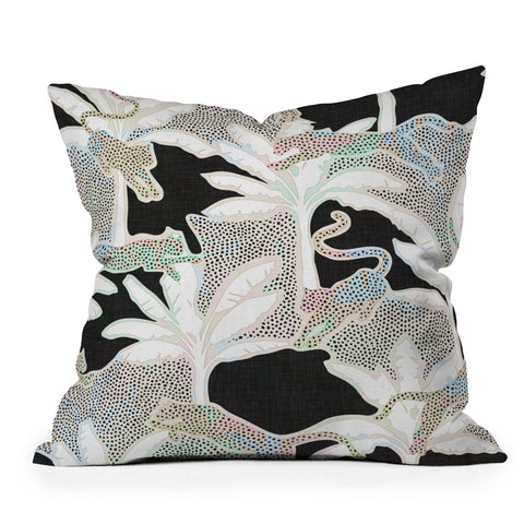 evamatise Leopards and Palms Rainbow Outdoor Throw Pillow
