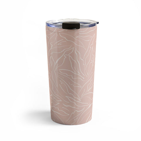 evamatise Line Art Plants Light Blush Travel Mug