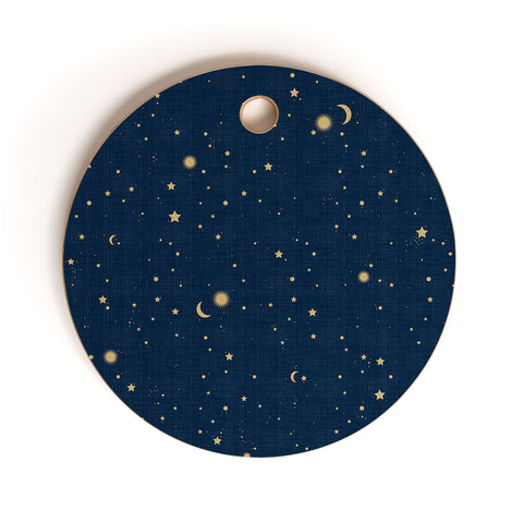 evamatise Magical Night Galaxy in Blue Cutting Board Round