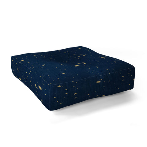 evamatise Magical Night Galaxy in Blue Floor Pillow Square