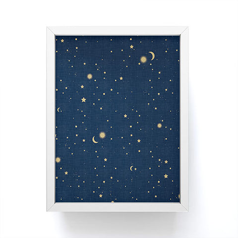 evamatise Magical Night Galaxy in Blue Framed Mini Art Print