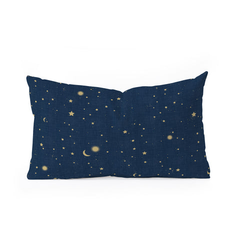 evamatise Magical Night Galaxy in Blue Oblong Throw Pillow