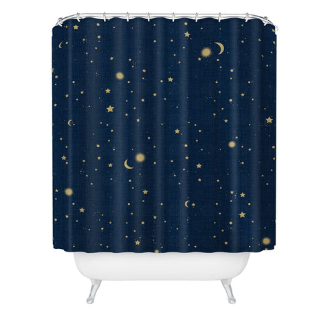 evamatise Magical Night Galaxy in Blue Shower Curtain