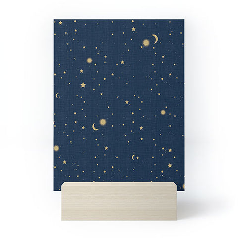 evamatise Magical Night Galaxy in Blue Mini Art Print