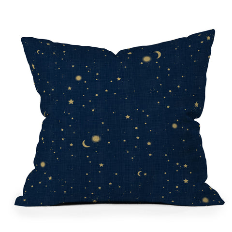 evamatise Magical Night Galaxy in Blue Throw Pillow