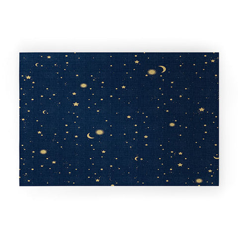 evamatise Magical Night Galaxy in Blue Welcome Mat