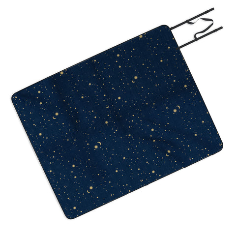 evamatise Magical Night Galaxy in Blue Picnic Blanket