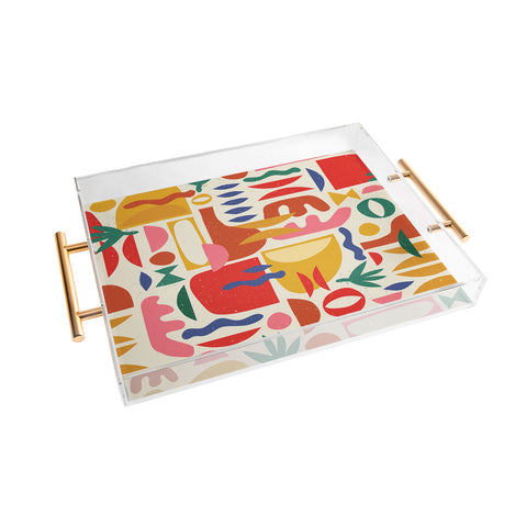 evamatise Mid Century Summer Abstraction Acrylic Tray