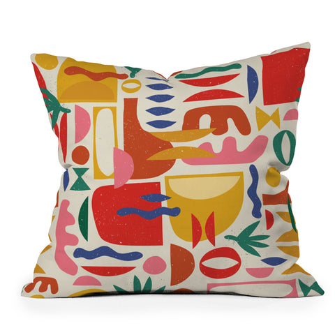 evamatise Mid Century Summer Abstraction Outdoor Throw Pillow
