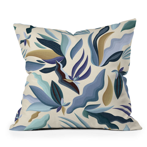 evamatise Moody Palms on Cream Retro Throw Pillow