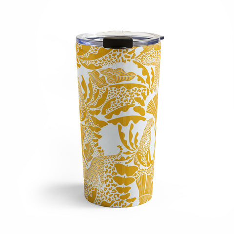 evamatise Surreal Jungle in Bright Yellow Travel Mug